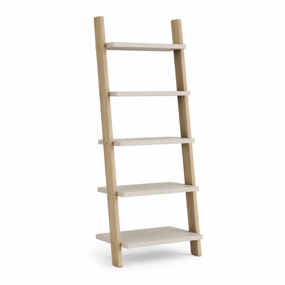 Bibliothèque échelle 60 x 35 x 180 cm 5 niveaux bois naturel étagères ouvertes MDF