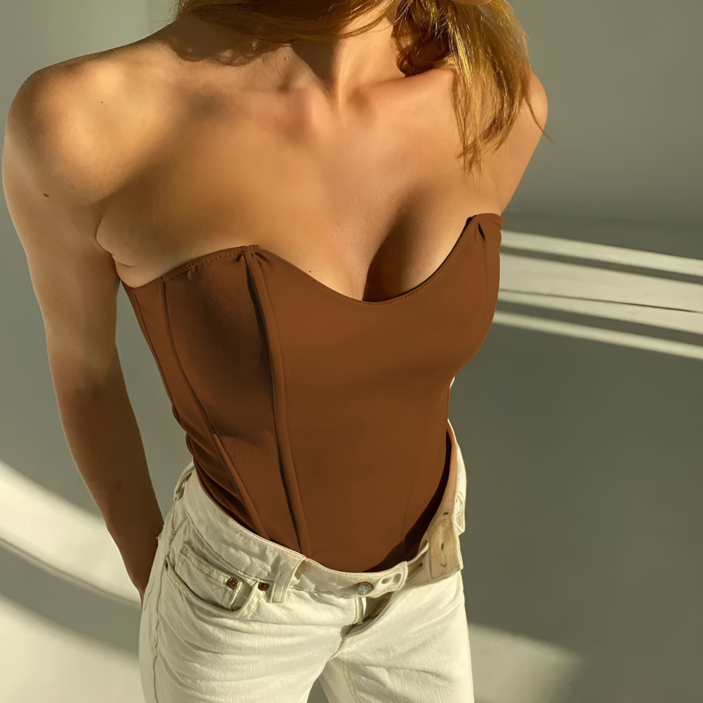 Women’s Strapless Tube Top | Slim Fit Corset Style Cropped Vest