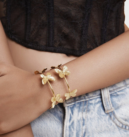 Gold Butterfly Cuff Bracelet