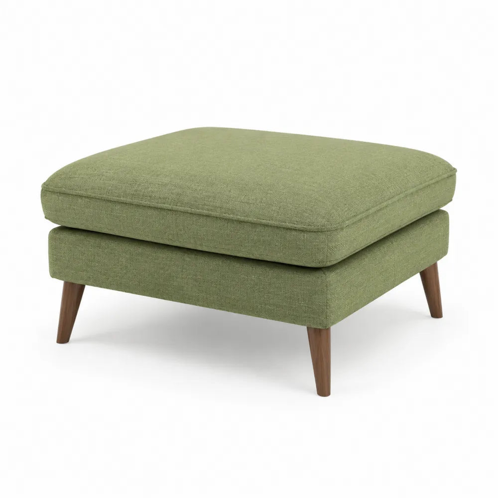 Repose-pieds 60 cm x 60 cm x 42 cm pouf carré tissu polyester vert structure bois massif pieds bois naturel