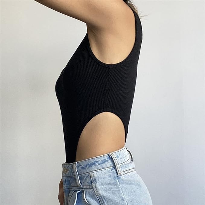 Women’s Sleeveless Knit Bodysuit | Sexy Summer Off-Shoulder Halter Top
