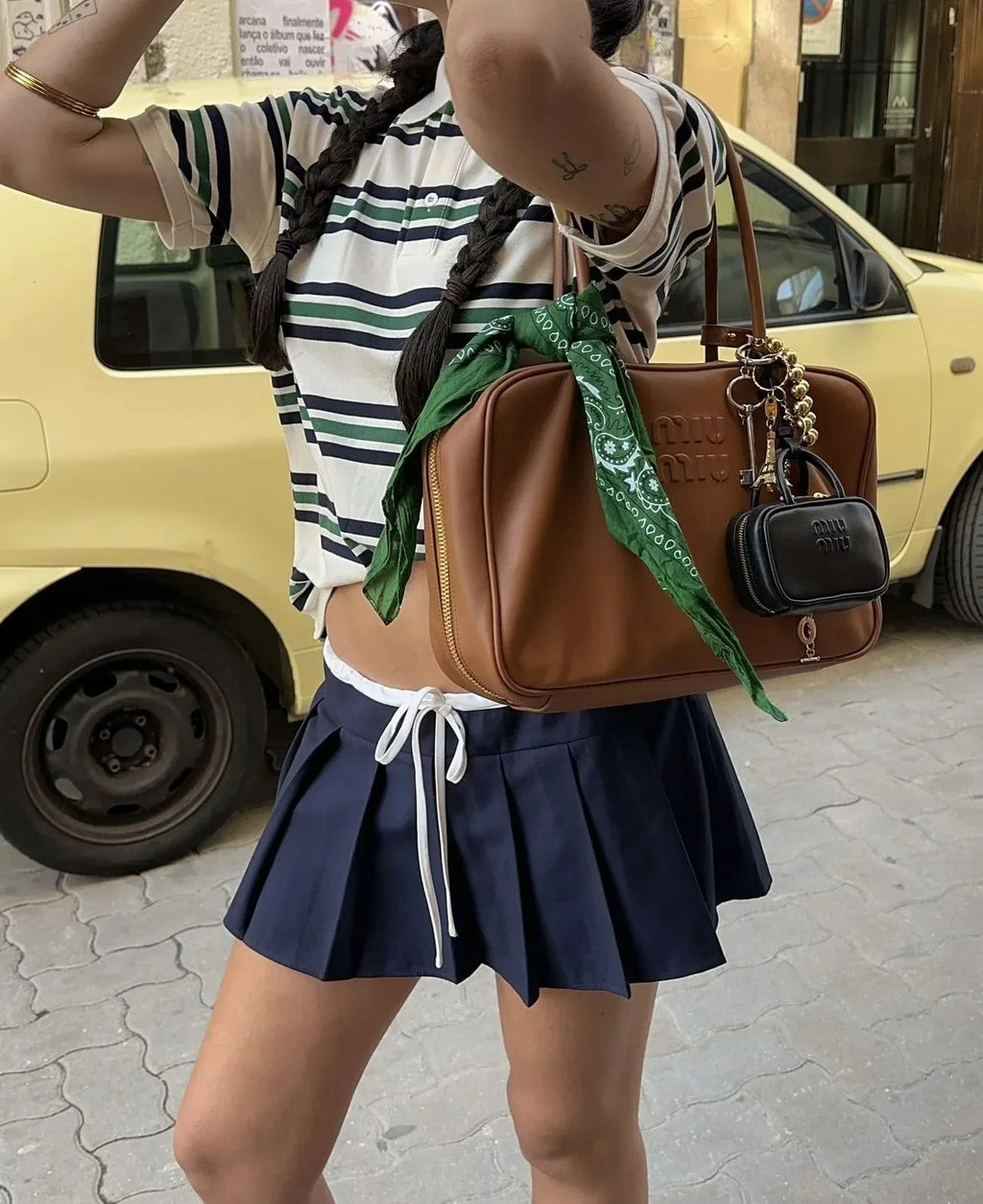 Women’s Vintage Striped Polo Shirt | Short Sleeve Cropped Top with Turn-Down Collar