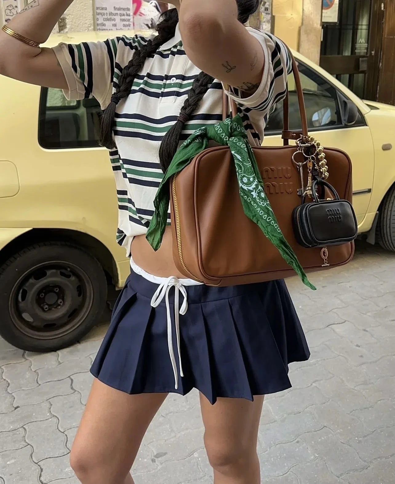 Women’s Vintage Striped Polo Shirt | Short Sleeve Cropped Top with Turn-Down Collar