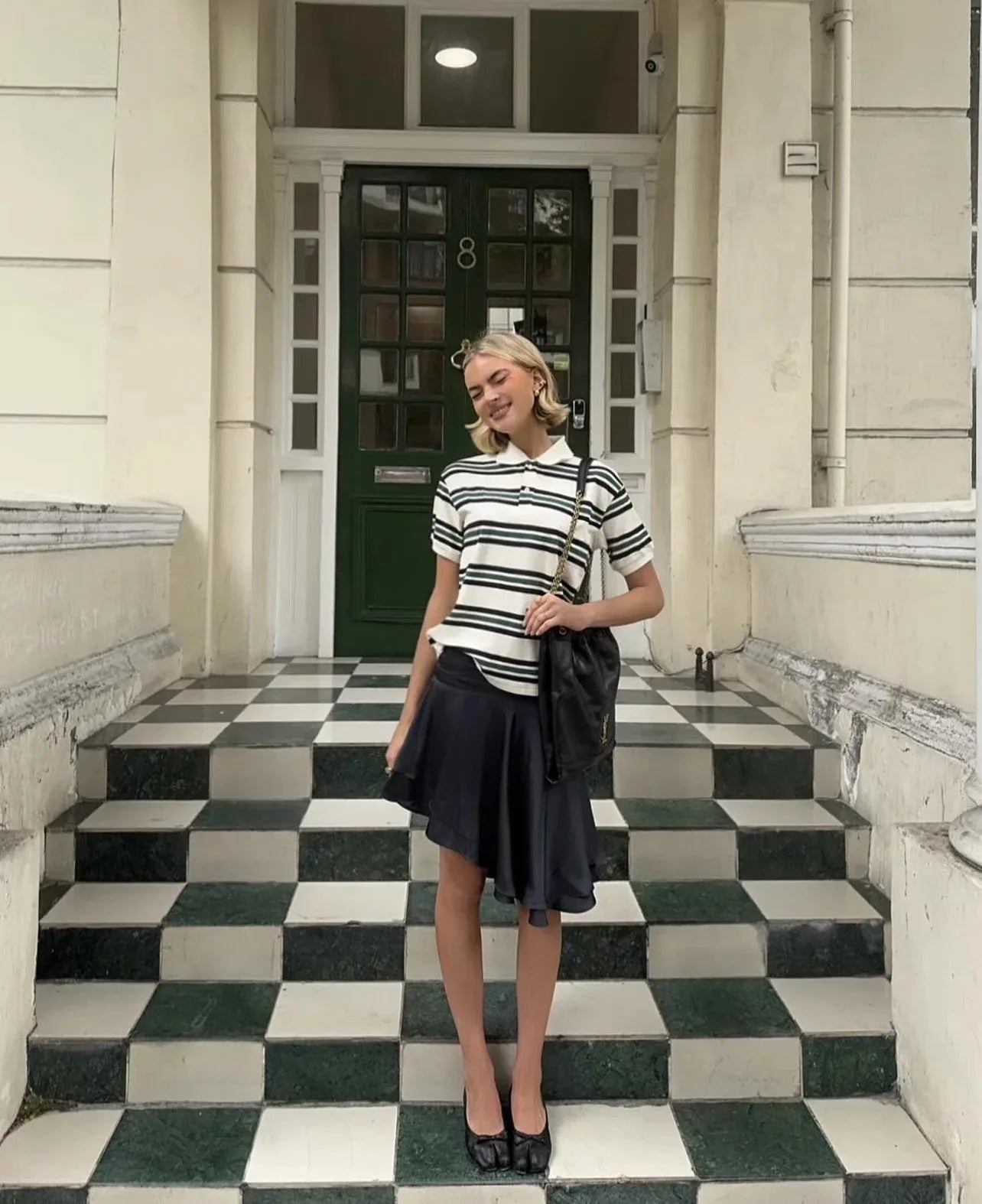 Women’s Vintage Striped Polo Shirt | Short Sleeve Cropped Top with Turn-Down Collar
