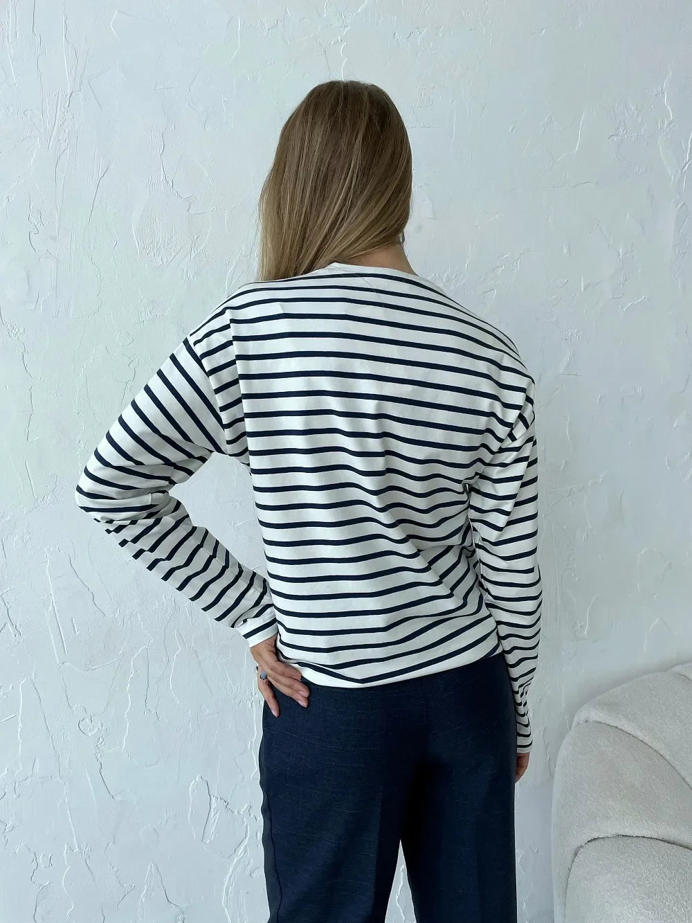 Women’s Striped Long Sleeve T-Shirt | Casual Loose Cotton Tee