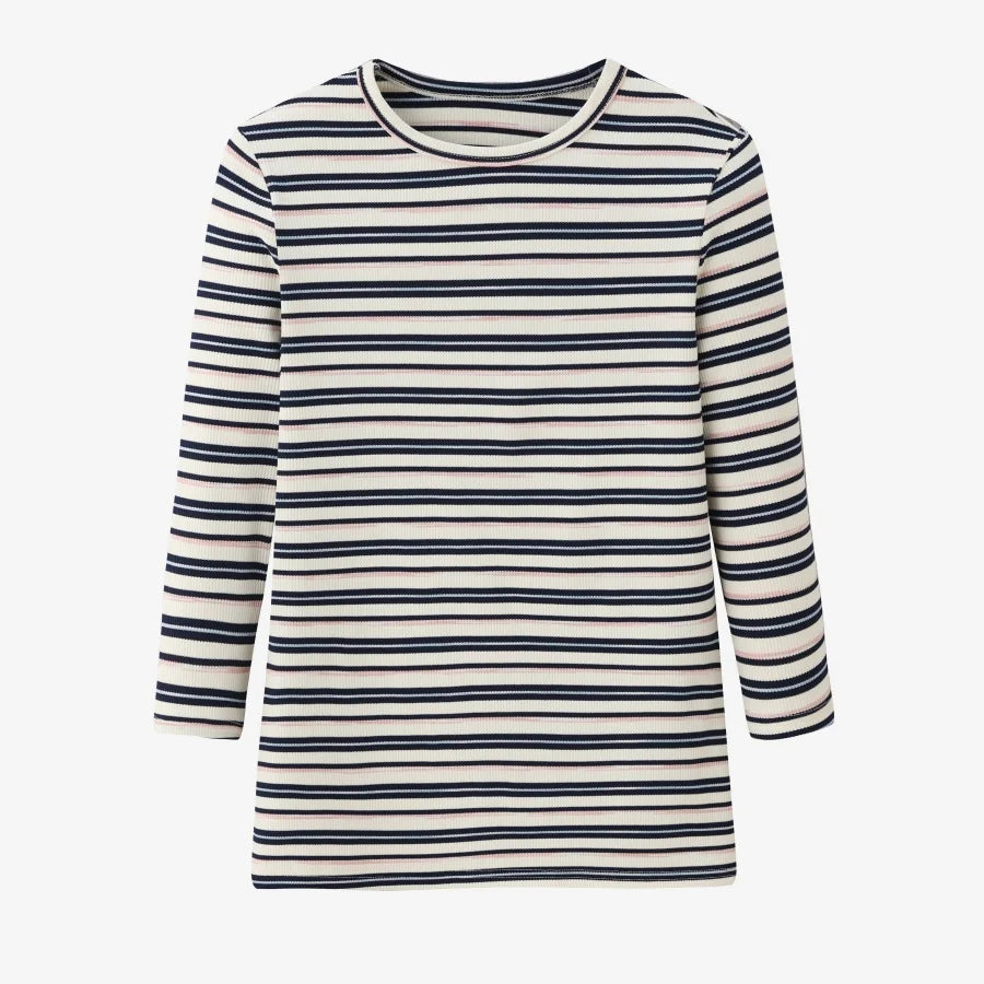 Women’s Striped Ribbed Top | 3/4 Sleeve High Stretch Slim Fit Casual Tee 2025