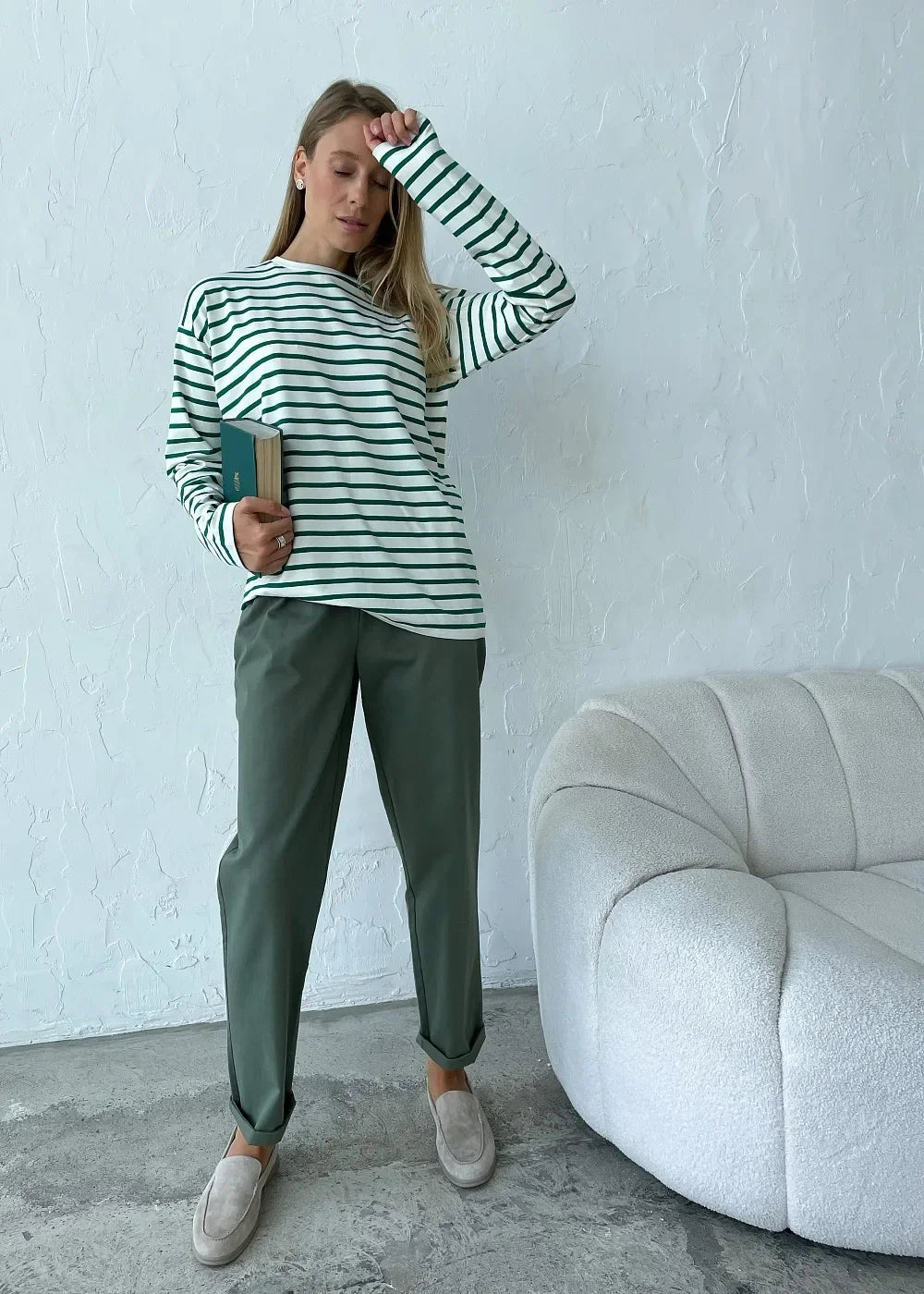 Women’s Striped Long Sleeve T-Shirt | Casual Loose Cotton Tee