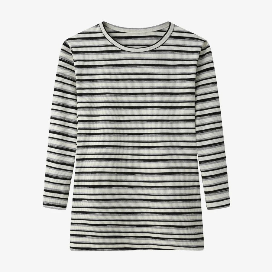Women’s Striped Ribbed Top | 3/4 Sleeve High Stretch Slim Fit Casual Tee 2025