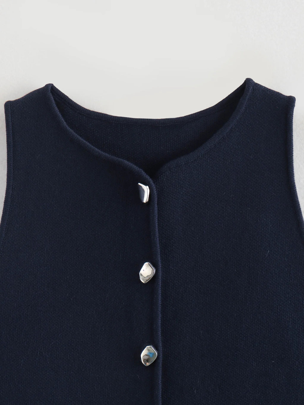 Women’s White Knit Crop Top | Button Front Sleeveless Summer Tank
