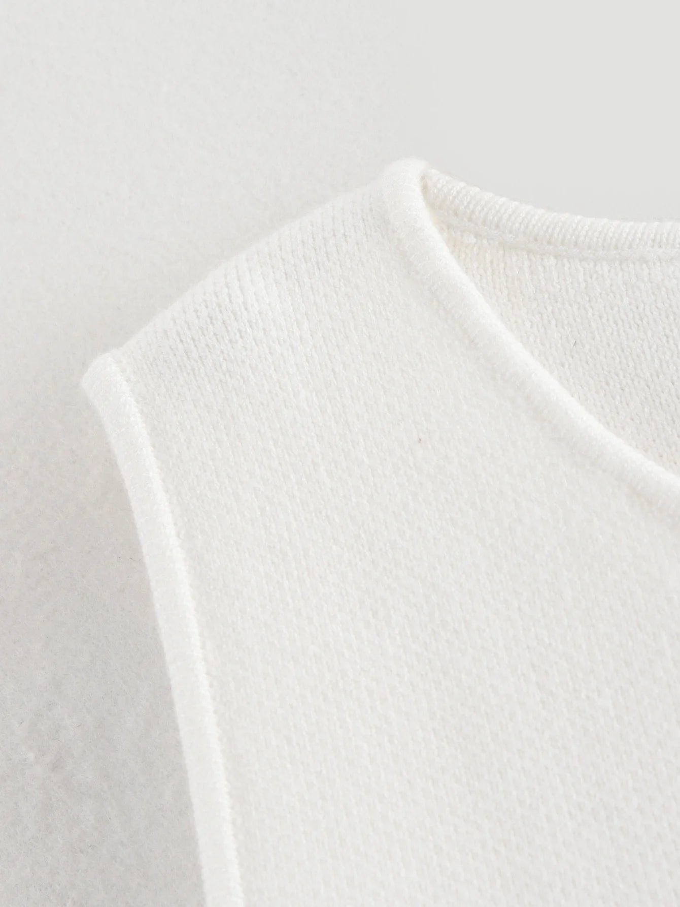 Women’s White Knit Crop Top | Button Front Sleeveless Summer Tank