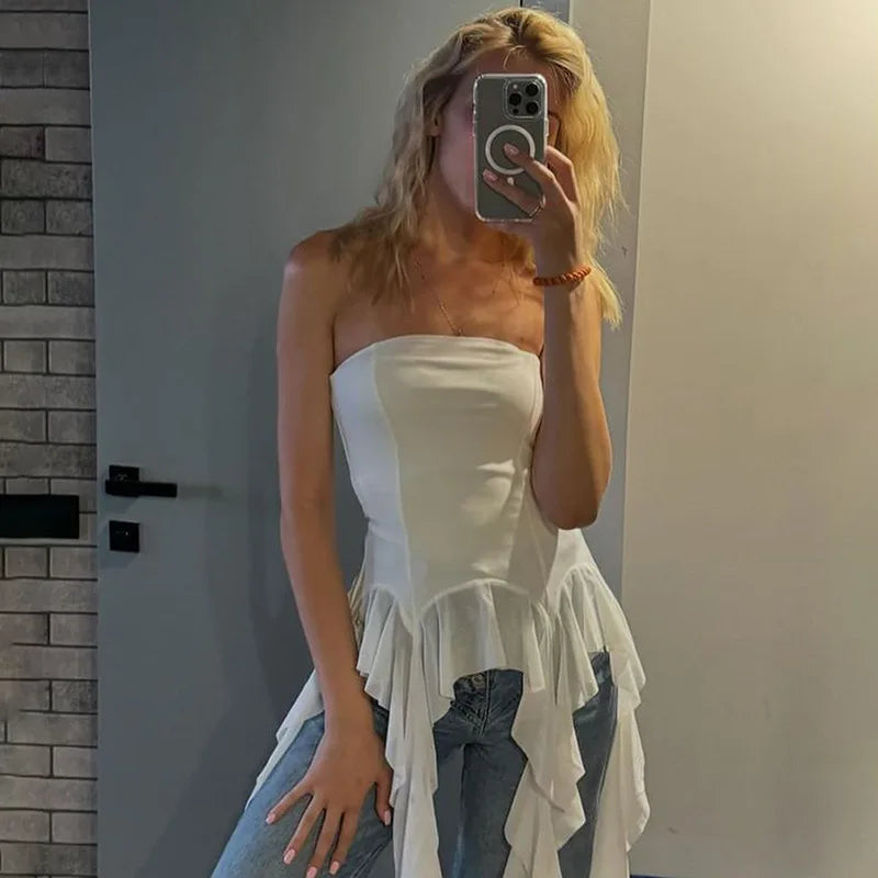Women’s Off-Shoulder Crop Top | Sexy Halter Sleeveless Y2K Summer Tank