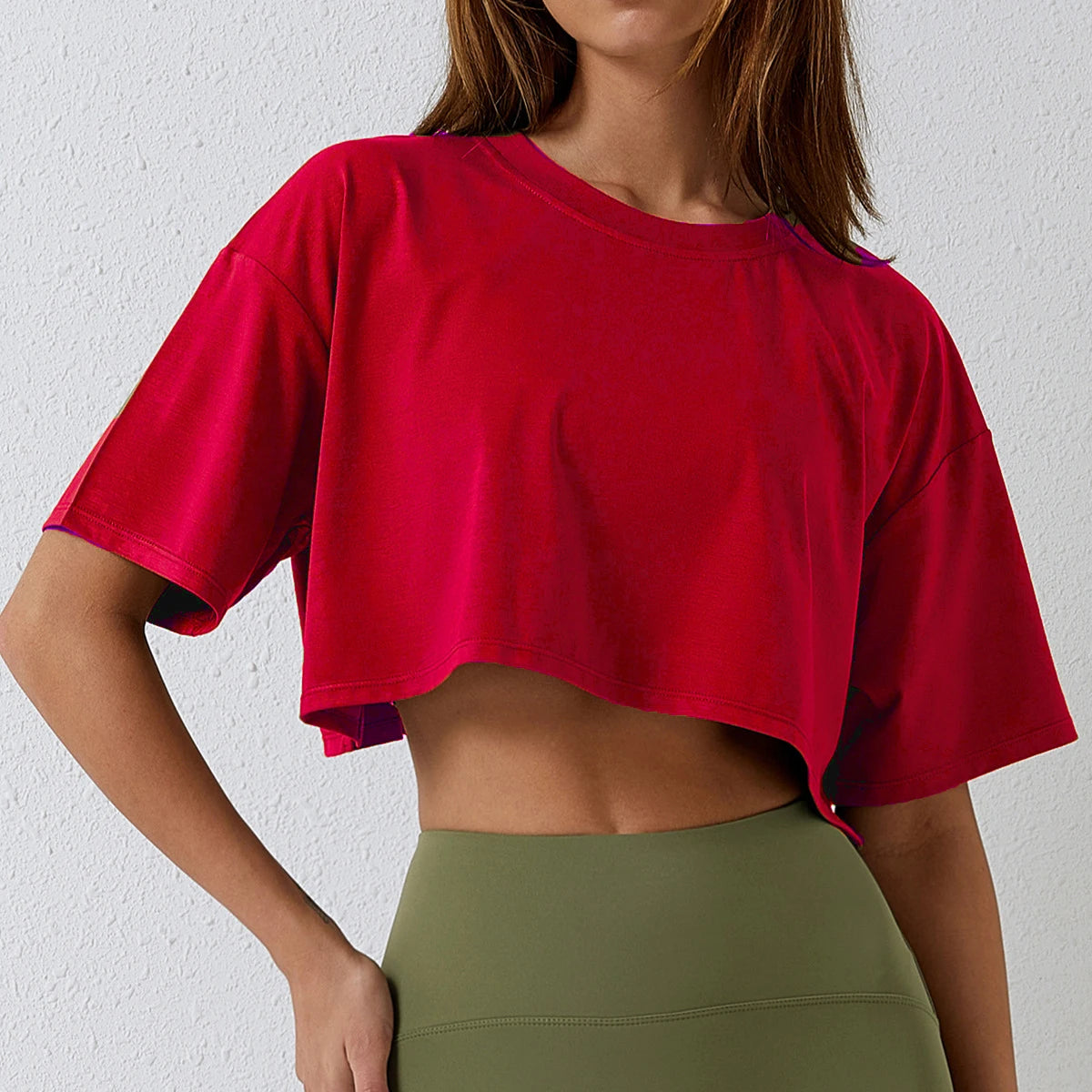 Women’s Cotton Crop Top | Short Sleeve Yoga, Running Fitness T-Shirt