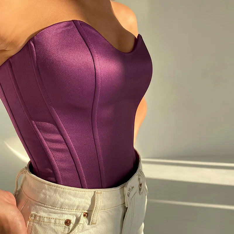 Women’s Strapless Tube Top | Slim Fit Corset Style Cropped Vest