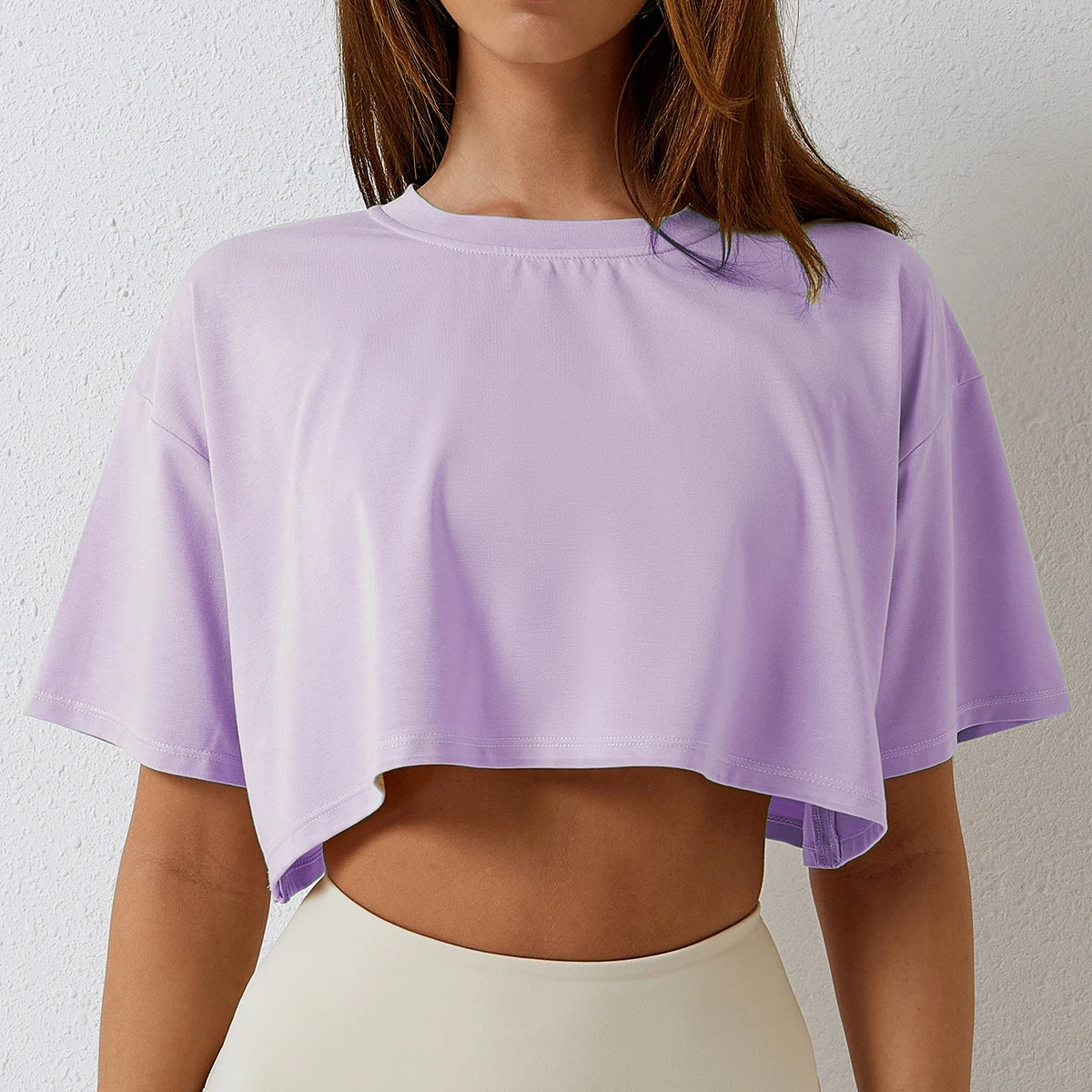 Women’s Cotton Crop Top | Short Sleeve Yoga, Running Fitness T-Shirt
