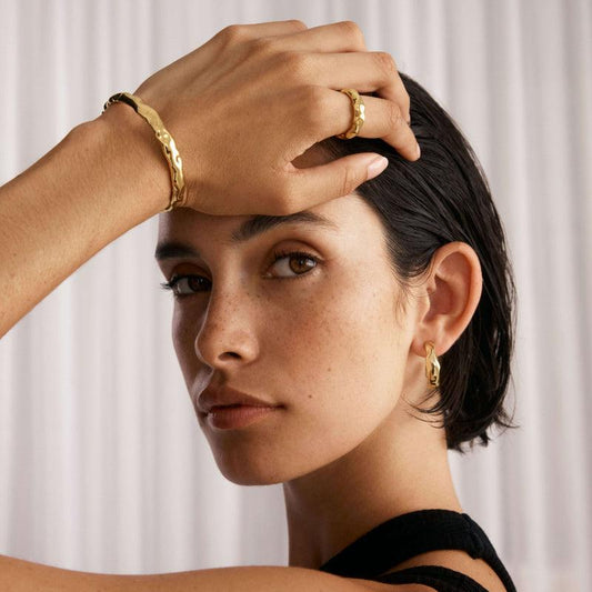 Hammered Gold & Silver Cuff Bracelet