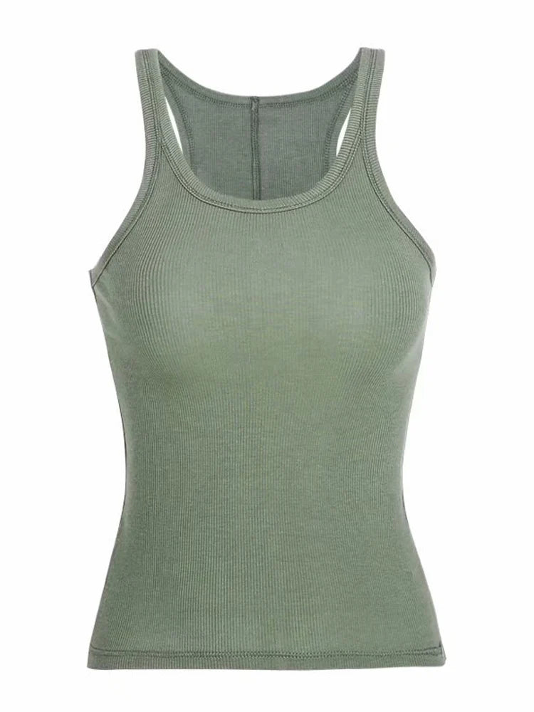 Women’s Ribbed Knit Tank Top | Solid Color Vintage Sleeveless Cami