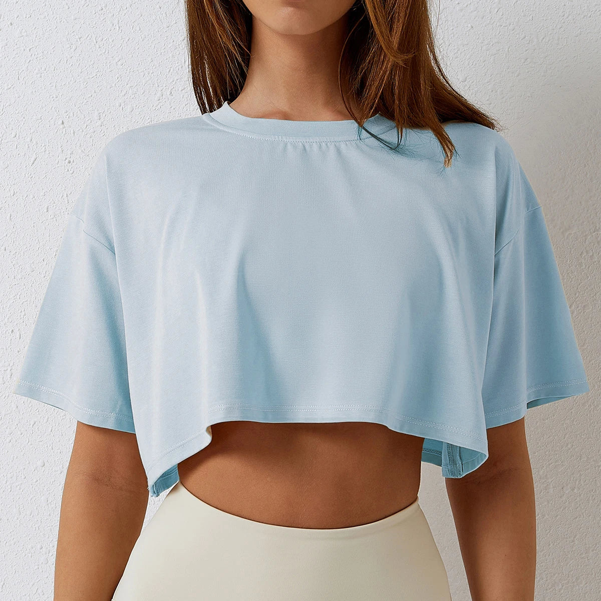 Women’s Cotton Crop Top | Short Sleeve Yoga, Running Fitness T-Shirt