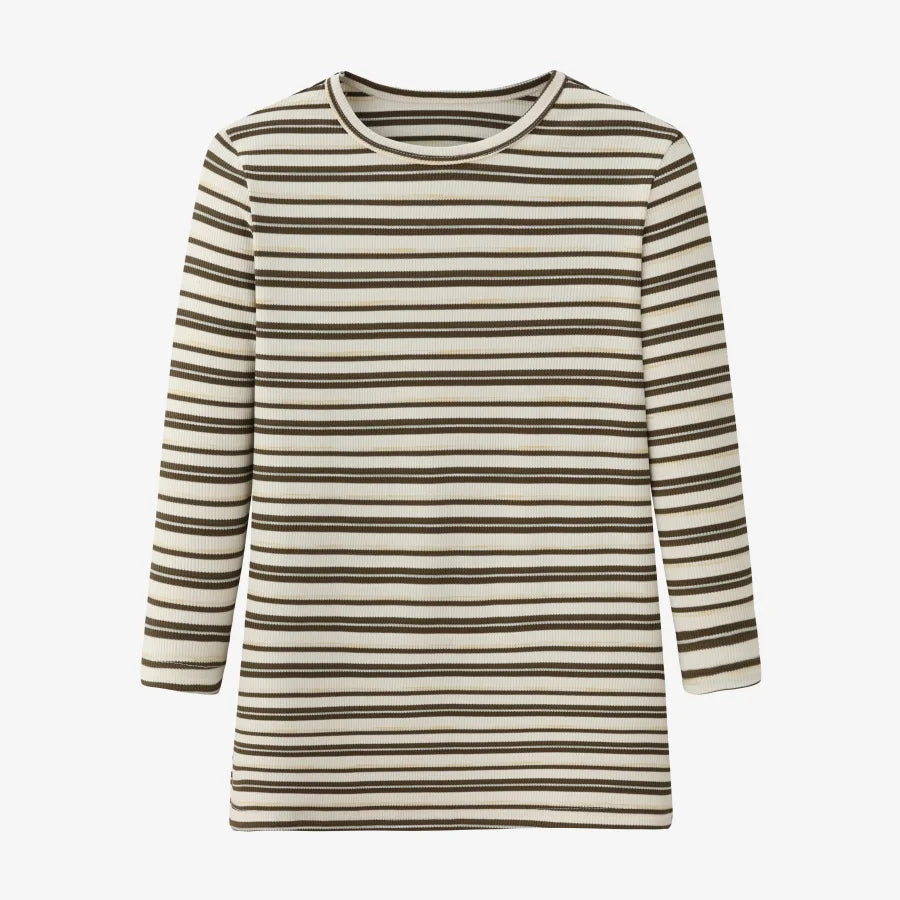 Women’s Striped Ribbed Top | 3/4 Sleeve High Stretch Slim Fit Casual Tee 2025