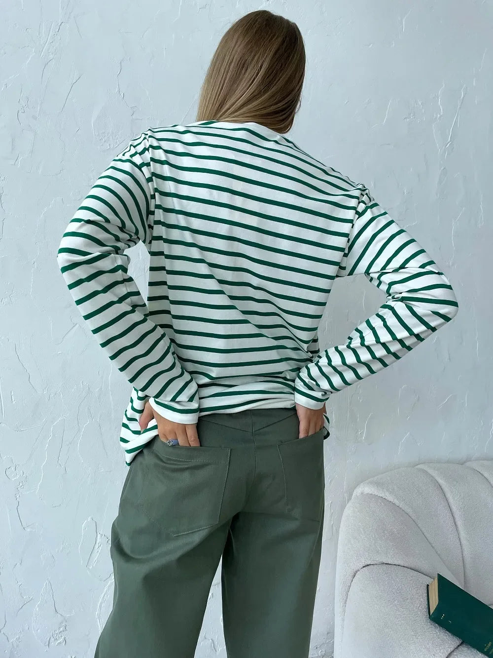 Women’s Striped Long Sleeve T-Shirt | Casual Loose Cotton Tee