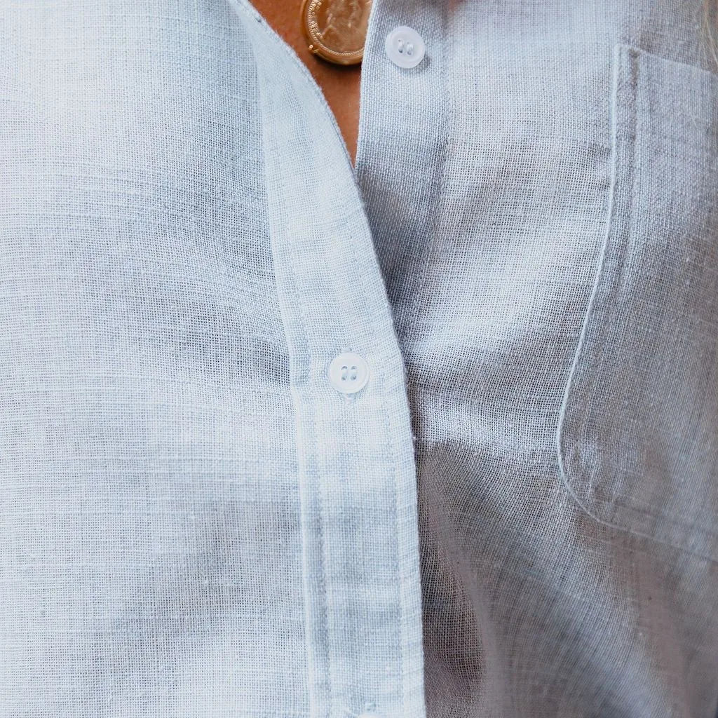 Women’s Cotton-Linen Lapel Shirt | Loose Vintage Long Sleeve Button Blouse