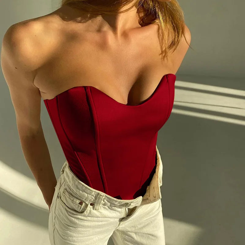 Women’s Strapless Tube Top | Slim Fit Corset Style Cropped Vest