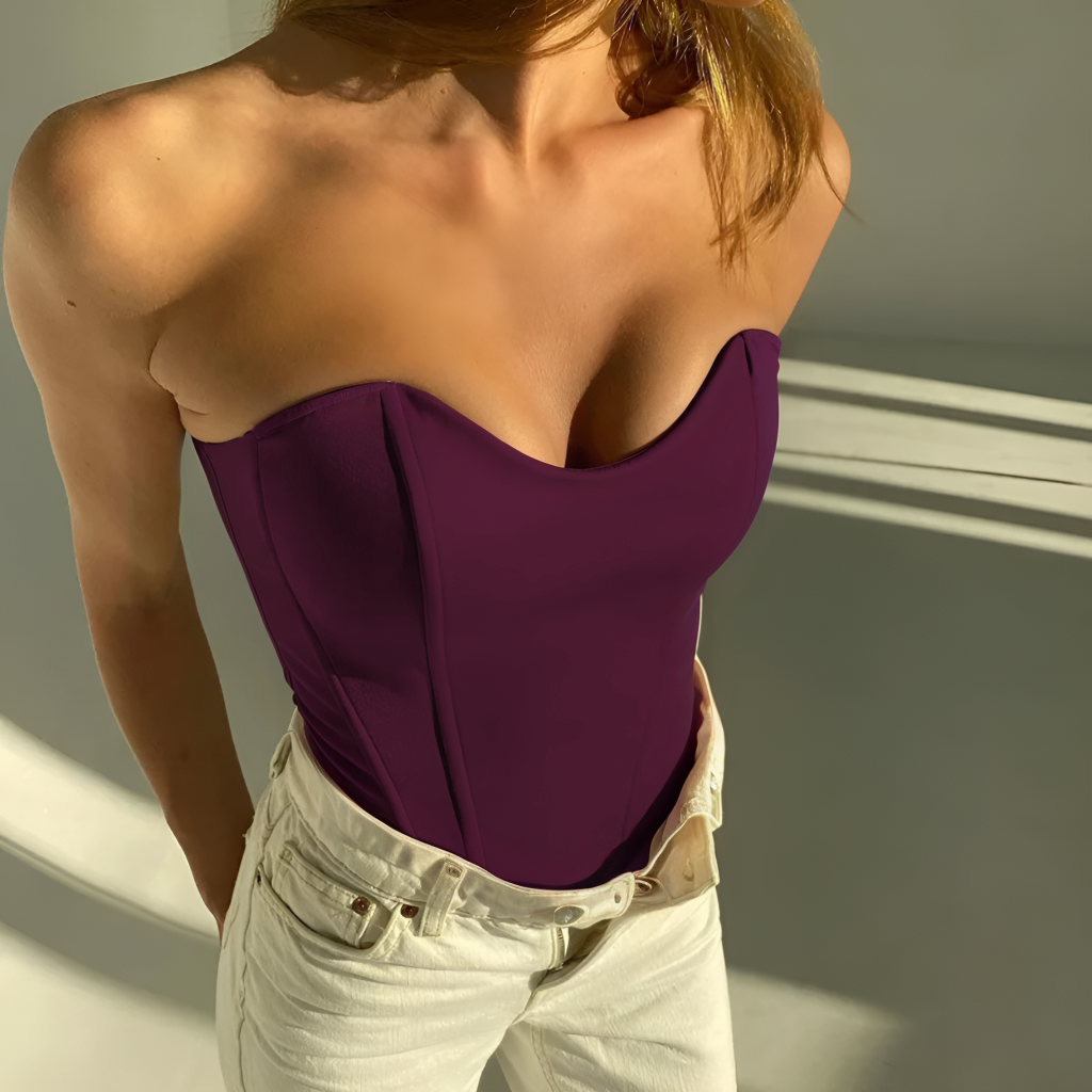 Women’s Strapless Tube Top | Slim Fit Corset Style Cropped Vest