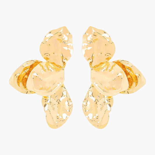 Gold & Silver Floral Drop Earrings – Petal Dangle Design
