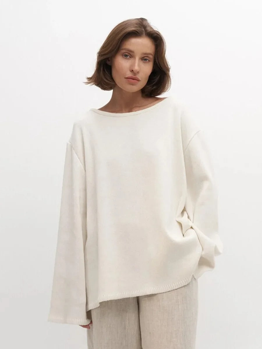 Women’s Cotton Knit Sweater | Backless Loose Pullover Jumper for Autumn Winter