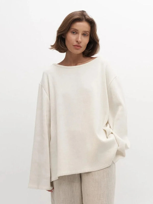 Women’s Cotton Knit Sweater | Backless Loose Pullover Jumper for Autumn Winter