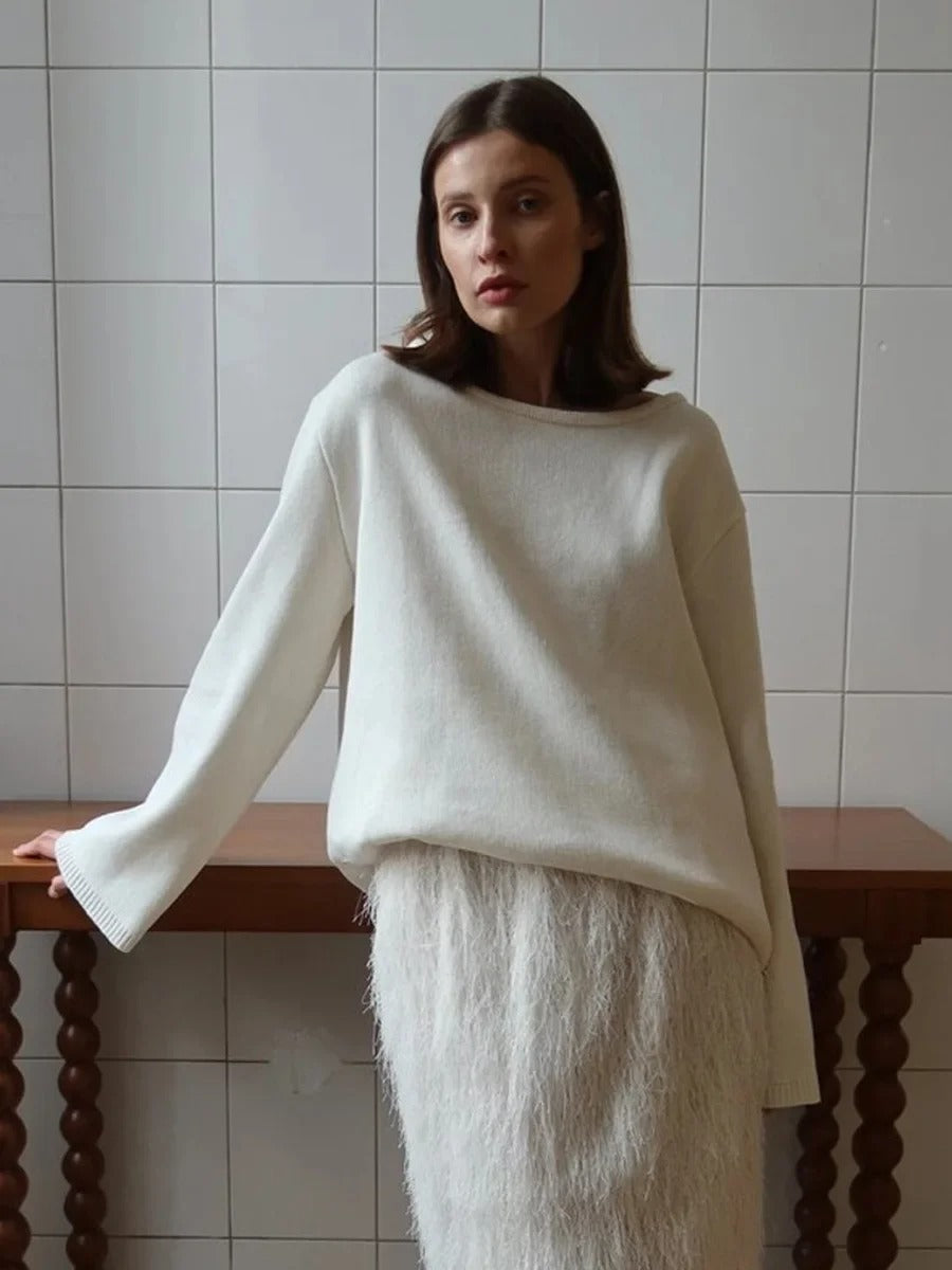 Women’s Cotton Knit Sweater | Backless Loose Pullover Jumper for Autumn Winter
