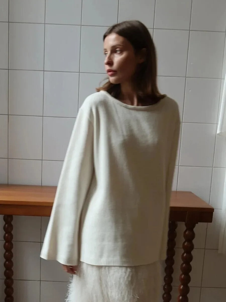 Women’s Cotton Knit Sweater | Backless Loose Pullover Jumper for Autumn Winter