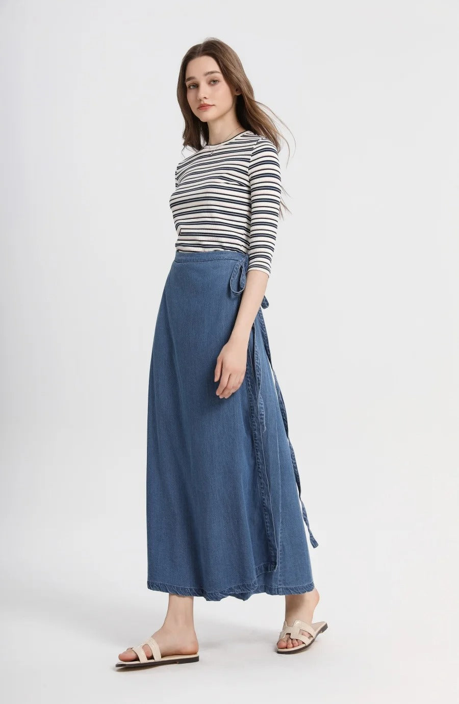 Women’s Striped Ribbed Top | 3/4 Sleeve High Stretch Slim Fit Casual Tee 2025