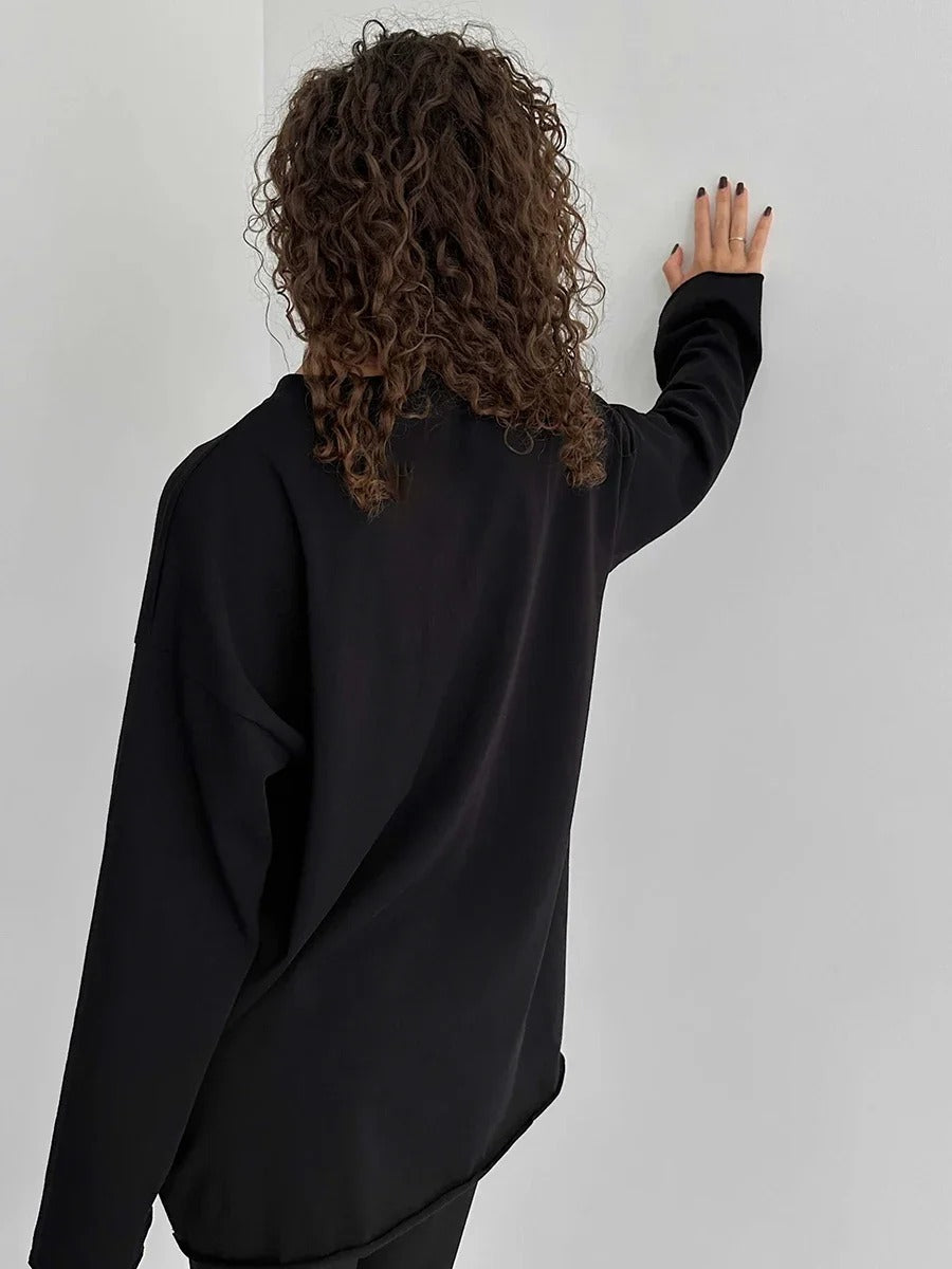 Women’s 100% Cotton Long Sleeve T-Shirt | Casual Solid O-Neck Loose Top