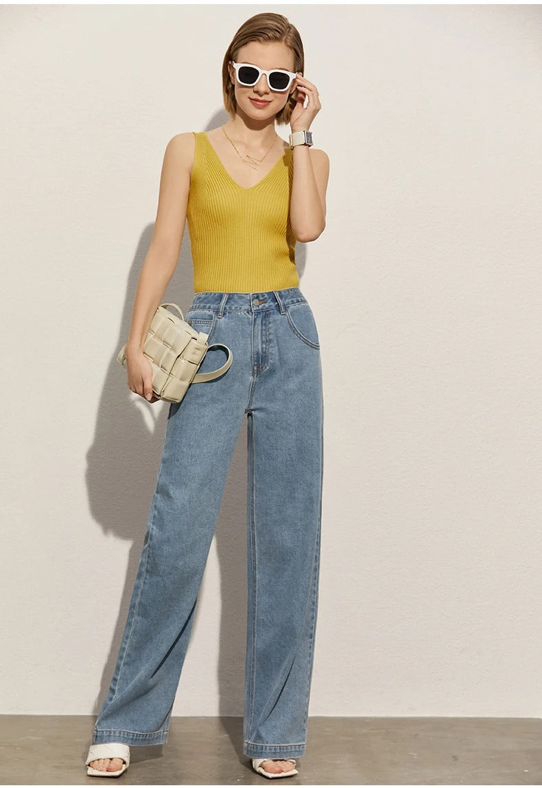 Amii Minimalism Women’s V-Neck Camisole | Slim Knit Tank Top for Summer Office & Streetwear