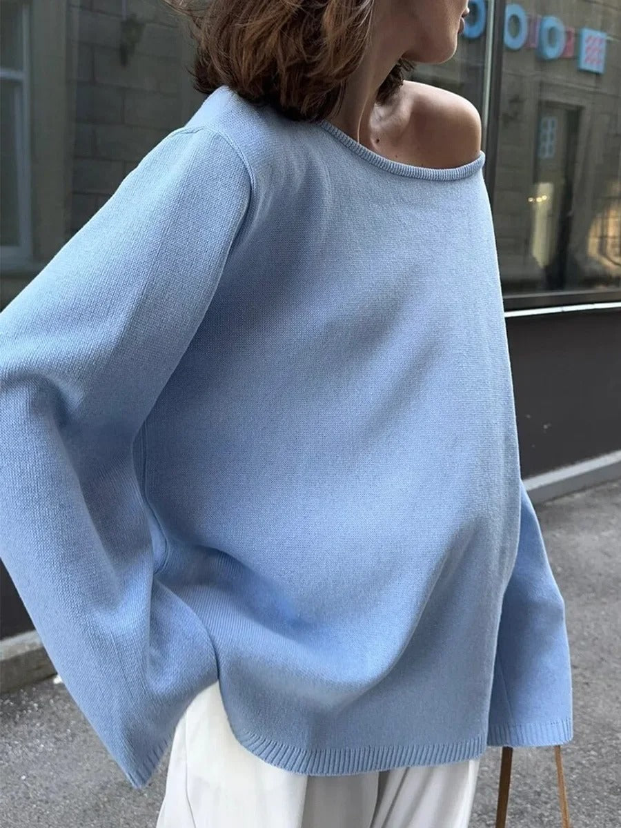 Women’s Cotton Knit Sweater | Backless Loose Pullover Jumper for Autumn Winter
