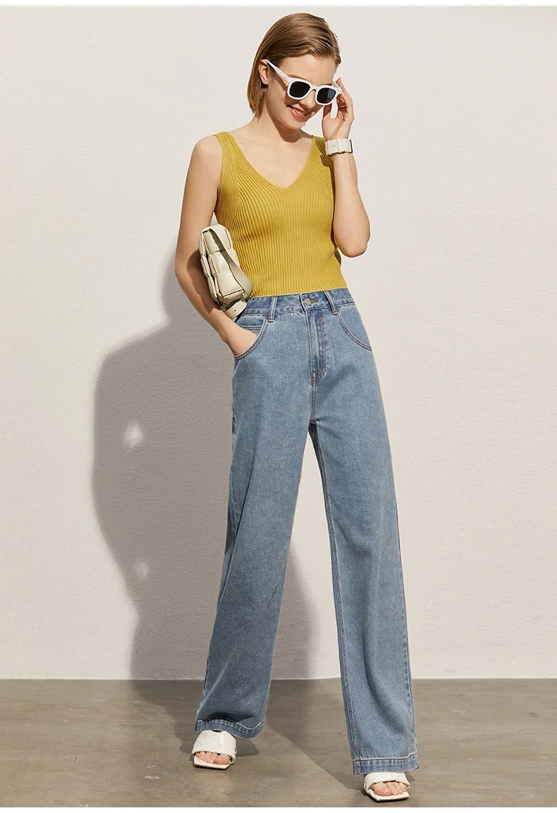 Amii Minimalism Women’s V-Neck Camisole | Slim Knit Tank Top for Summer Office & Streetwear