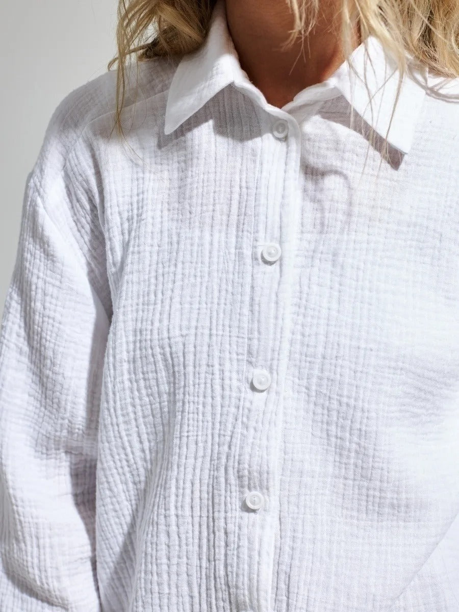 Bornladies 2025 Women’s Cotton Shirt | Long Sleeve Loose Crepe Blouse for Spring & Summer