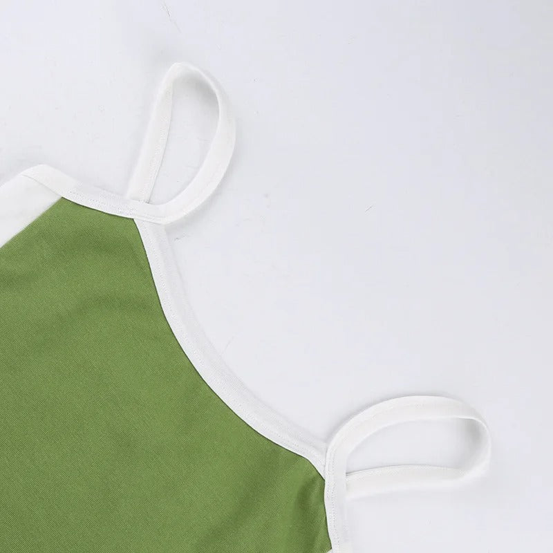 Sleeveless Knitted Crop Tops Green Sexy Basic Patchwork 2025 Summer Casual Cami Backless Y2k Vintage Tank Top Women