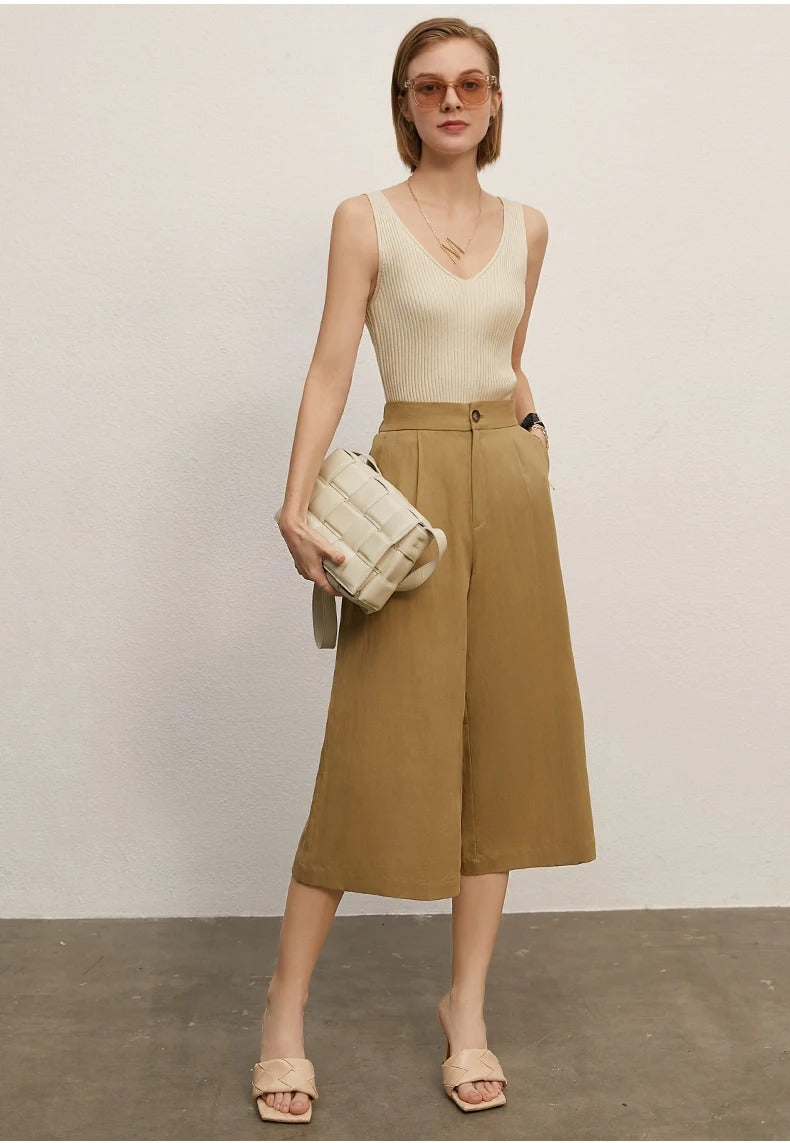 Amii Minimalism Women’s V-Neck Camisole | Slim Knit Tank Top for Summer Office & Streetwear