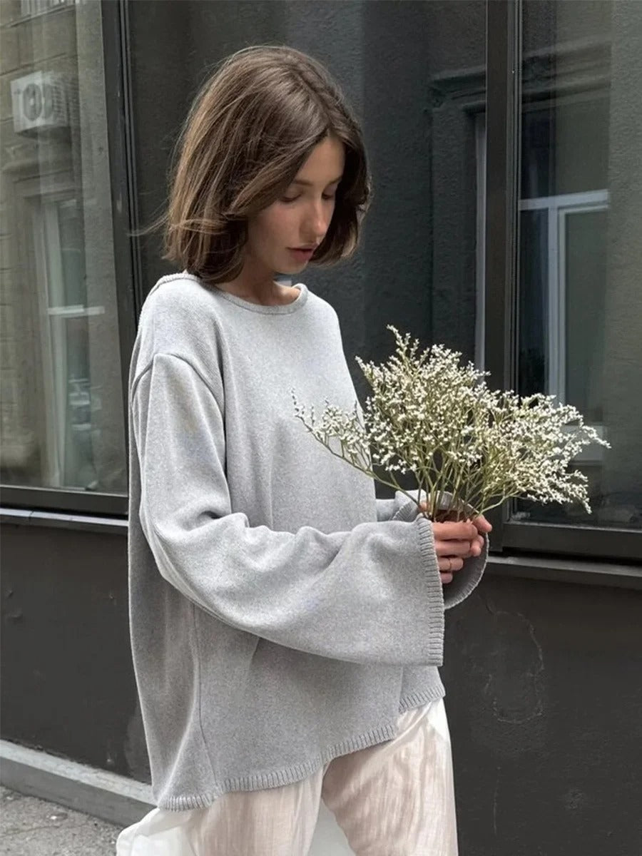 Women’s Cotton Knit Sweater | Backless Loose Pullover Jumper for Autumn Winter