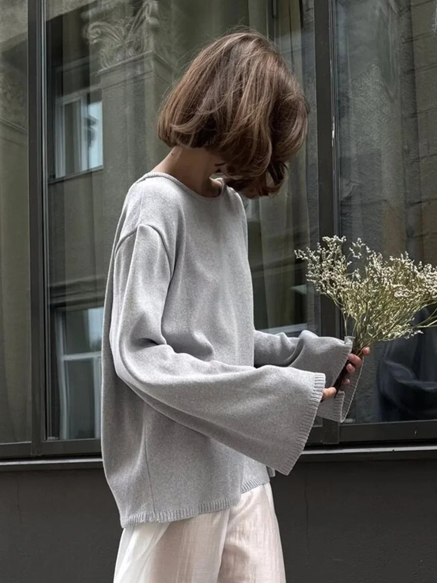 Women’s Cotton Knit Sweater | Backless Loose Pullover Jumper for Autumn Winter
