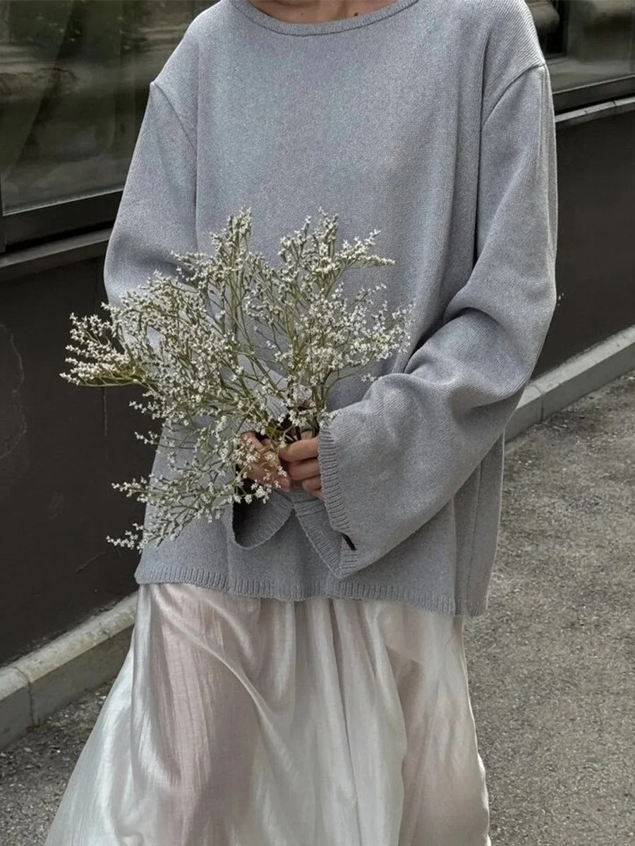 Women’s Cotton Knit Sweater | Backless Loose Pullover Jumper for Autumn Winter