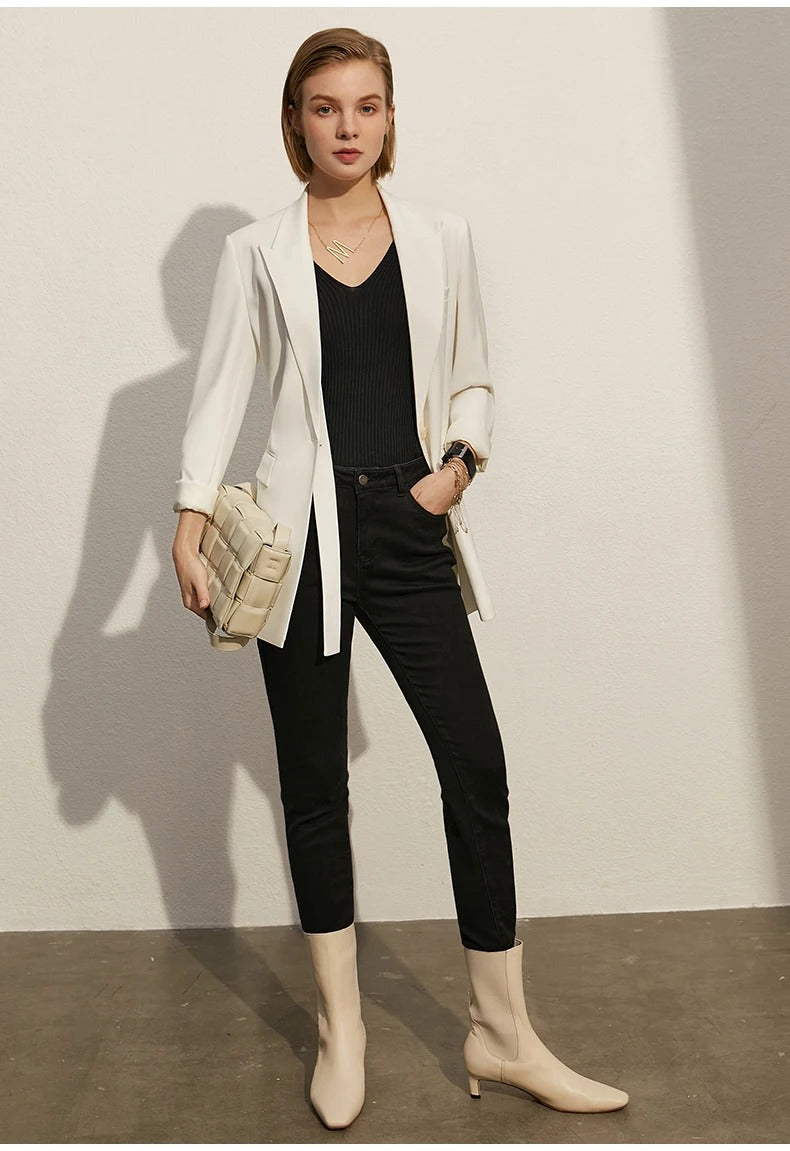 Amii Minimalism Women’s V-Neck Camisole | Slim Knit Tank Top for Summer Office & Streetwear