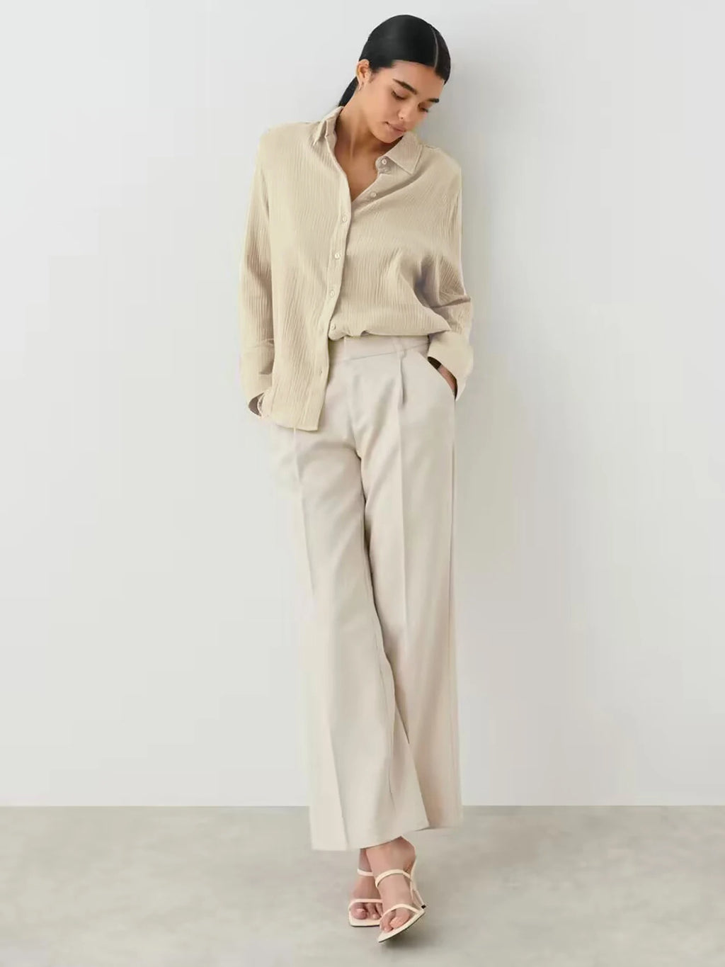 Bornladies 2025 Women’s Cotton Shirt | Long Sleeve Loose Crepe Blouse for Spring & Summer