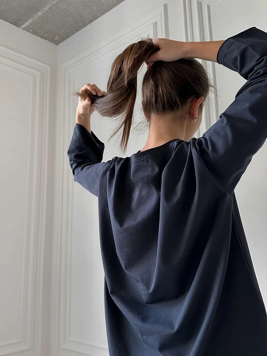 Women’s 100% Cotton Long Sleeve T-Shirt | Casual Solid O-Neck Loose Top