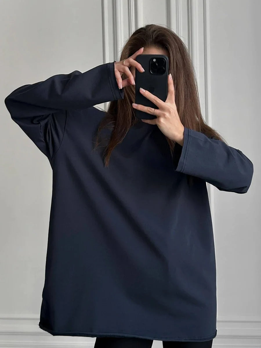 Women’s 100% Cotton Long Sleeve T-Shirt | Casual Solid O-Neck Loose Top