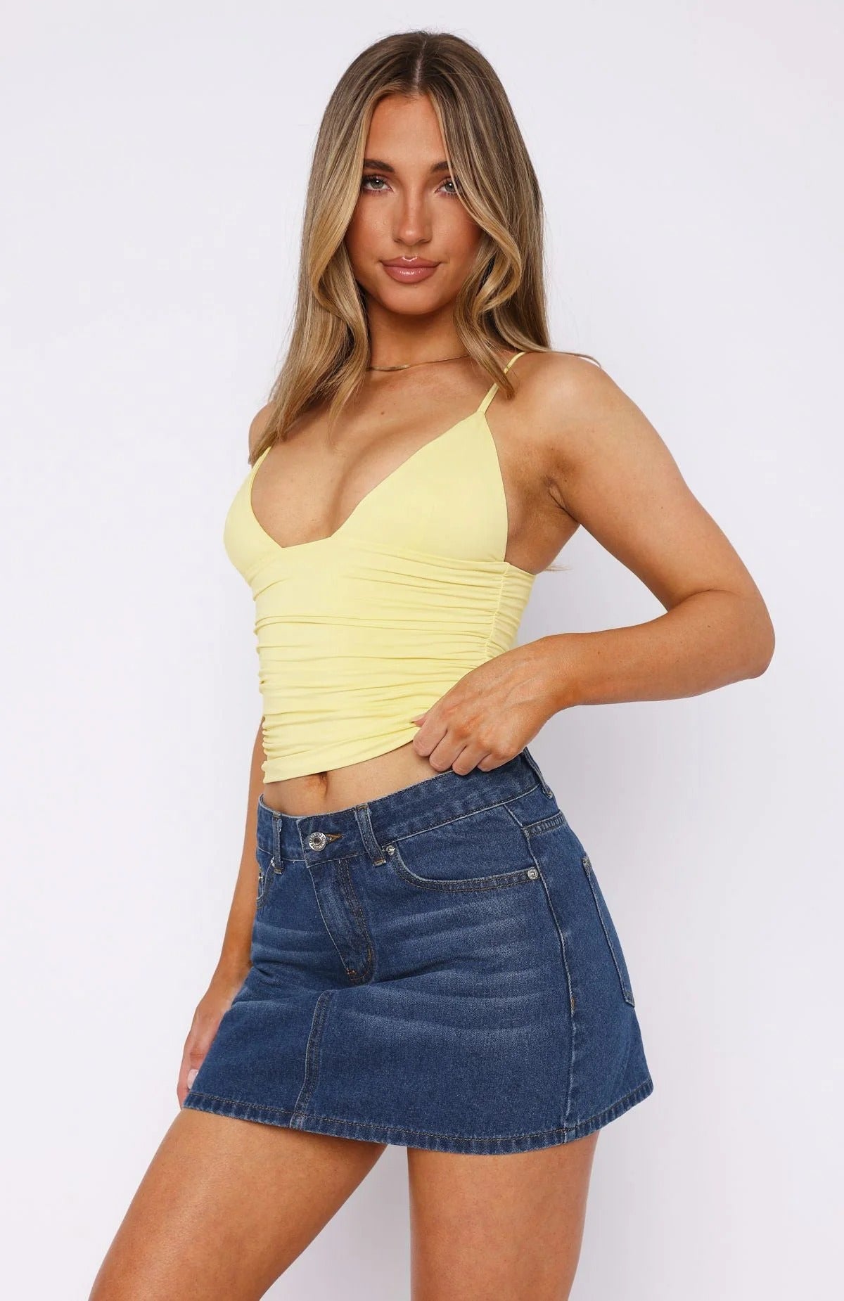 Women’s Ruched Bodycon Camisole | Sleeveless Solid Sexy Y2K Party & Club Top