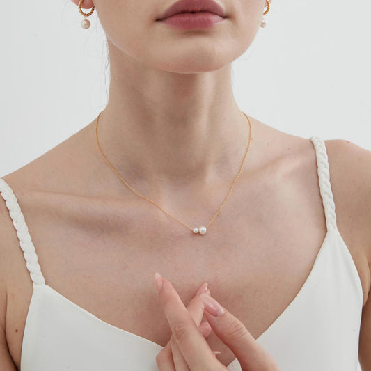 Double Pearl Necklace in 18K Gold